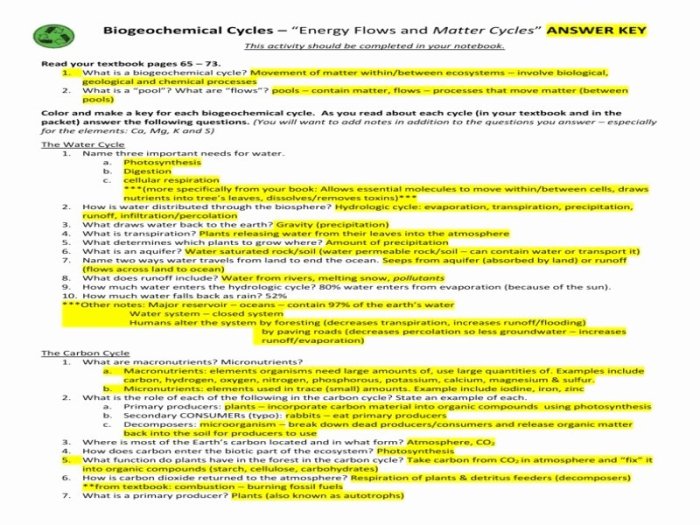 Biogeochemical cycles worksheet pdf answers