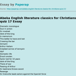 Abeka english literature test 8