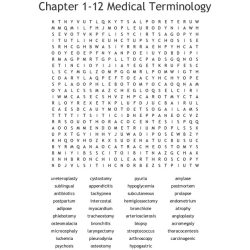 Medical terminology word search puzzle