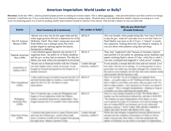 Reasons for american imperialism worksheet